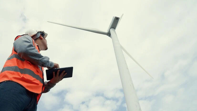 Elektriske entreprenører som arbeider med vindturbiner